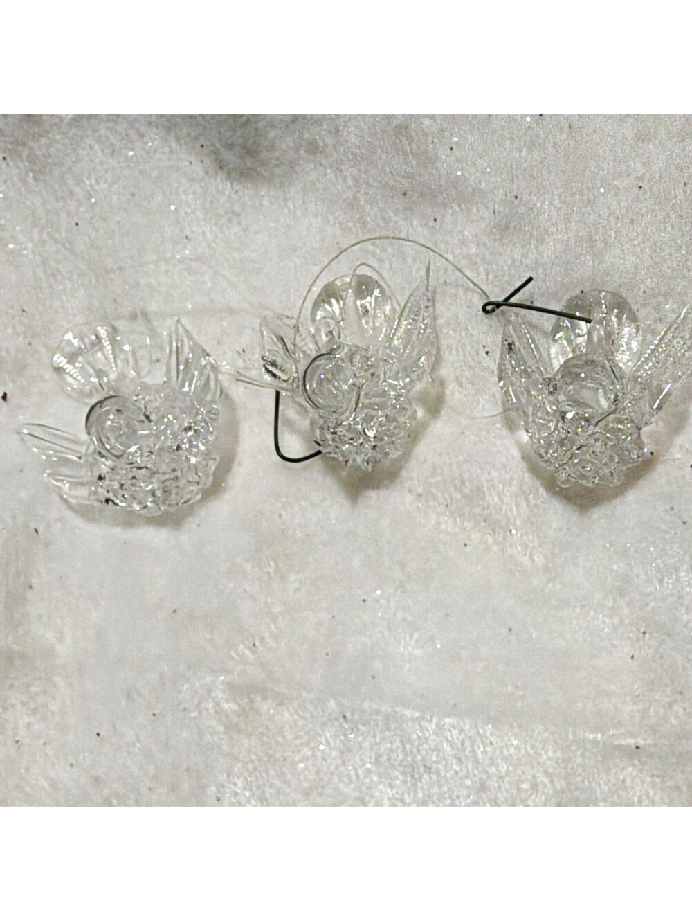 Clear Christmas Angel Ornaments Set of 3 Clear Hand Spun Glass Holiday Decor